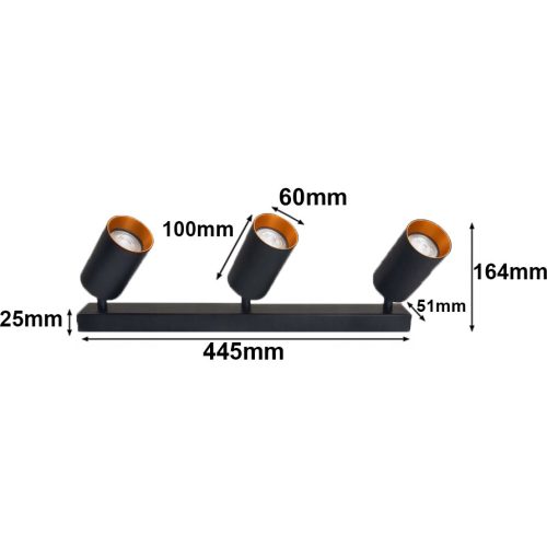ERIS GOLD 3x GU10 LED mennyezeti lámpa, állítható