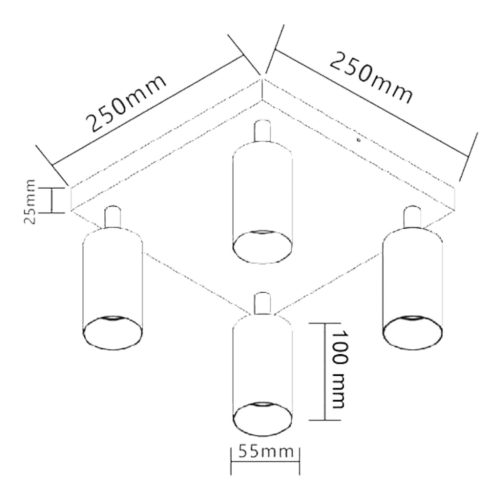 ERIS GOLD 4x GU10 LED mennyezeti lámpa, állítható
