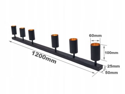 ERIS SPOT mennyezeti lámpa Reflektor Halogén lámpatest 6xGU10 Fekete és arany