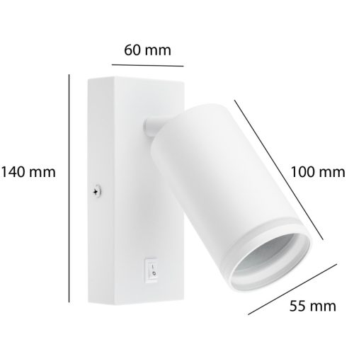 GU10 RING oldalfali lámpa fehér kapcsolóval