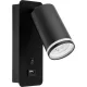 GU10 RING fali lámpa USB-vel és kapcsolóval, fekete