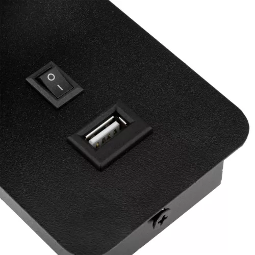 GU10 RING fali lámpa USB-vel és kapcsolóval, fekete