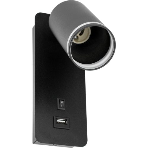 GU10 RING fali lámpa USB-vel és kapcsolóval, fekete