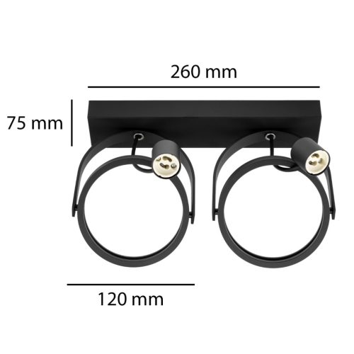 LEON mennyezeti és oldalfali fekete lámpa 2x ES111 állítható