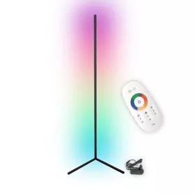   Sarok padlón álló lámpa fekete 20W RGB színváltó távirányító