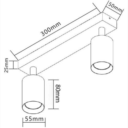 Fali spotlámpa Spotlámpa LED mennyezeti lámpa, felületre szerelhető FEKETE fekete Modern 2xGU10