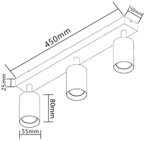 Fali spotlámpa Spotlámpa LED mennyezeti lámpa, felületre szerelhető FEKETE Fekete Modern GU10 x3