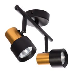   Fali lámpa mennyezeti lámpa spot reflektor fekete arany LED mozgatható 2xGU10 35W