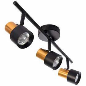   Fali lámpa mennyezeti lámpa spot reflektor fekete arany LED mozgatható 3xGU10 35W