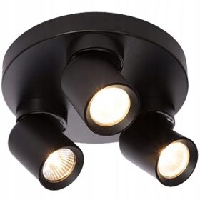   TIMO mennyezeti fali lámpa fali lámpa reflektor mozgatható halogén lámpatest 3xGU10 fekete kerek LVT