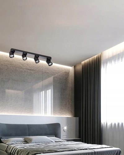 TIMO mennyezeti fali lámpa fali lámpa reflektor mozgatható halogén lámpatest 4xGU10 fekete kerek LVT