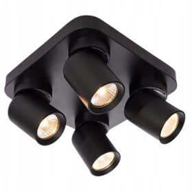   TIMO mennyezeti fali lámpa fali lámpa reflektor mozgatható halogén lámpatest 4xGU10 fekete négyzet LVT