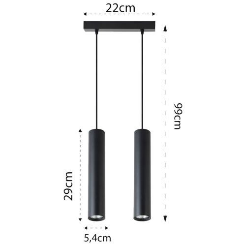 KEON 2xGU10 fekete MASTERLED mennyezeti függőlámpa