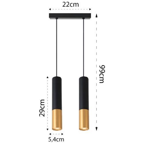 KEON mennyezeti függőlámpa 2xGU10 fekete + arany MASTERLED