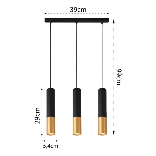 KEON 3xGU10 fekete + arany MASTERLED mennyezeti függőlámpa