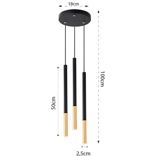 PIERO 3xG9 mennyezeti függőlámpa fekete + arany kerek MASTERLED