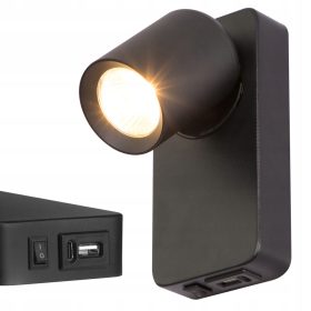   Timo Masterled GU10 USB felületre szerelhető olvasólámpa matt fekete