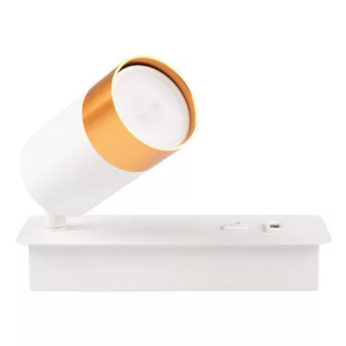 Fali lámpa reflektor fényszóró spot olvasáshoz GU10 USB-A USB-C fehérarany Klemens Masterled