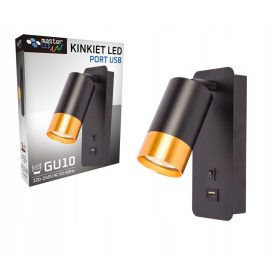   Fali lámpa reflektorral, spotlámpa olvasáshoz, GU10, arany-fekete, Klemens, Masterled