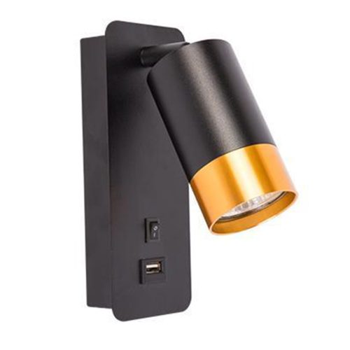 Fali lámpa reflektorral, spotlámpa olvasáshoz, GU10, arany-fekete, Klemens, Masterled