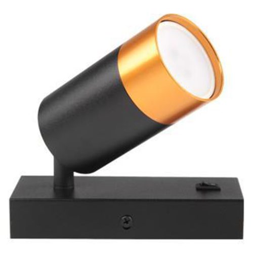 Fali lámpa reflektorral, spotlámpa olvasáshoz, GU10, fekete-arany, Klemens, Masterled