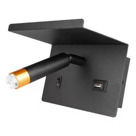   Fali lámpa, spotlámpa, fali lámpa, olvasólámpa, polc, G9, USB-A, USB-C, fekete-arany, Masterled