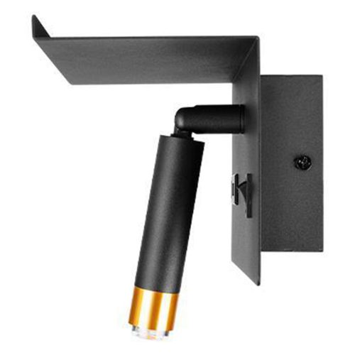 Fali lámpa, spotlámpa, fali lámpa, olvasólámpa, polc, G9, USB-A, USB-C, fekete-arany, Masterled