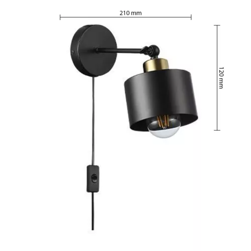 Fali Lámpa Spotlámpa Sconce E27 Mozgatható Réz Fekete Elza Masterled