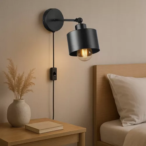 Fali Lámpa Spotlámpa Sconce E27 Mozgatható Fekete Elza Masterled