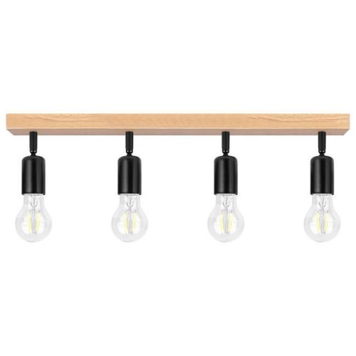 Mennyezeti Lámpa Spot Cső Reflektor Halogén Lámpatest 4x E27 Mozgatható Fekete Barna Eos Masterled