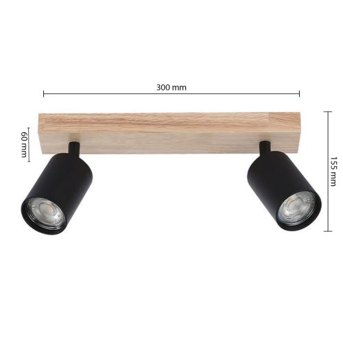 Mennyezeti lámpa spot cső reflektor halogén lámpa 2x GU10 mozgatható fekete barna Dabi Masterled