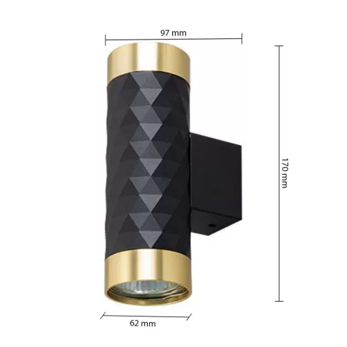 Fali Lámpa Spotlámpa Sconce 2x GU10 Fekete Arany Glamour DUO Masterled