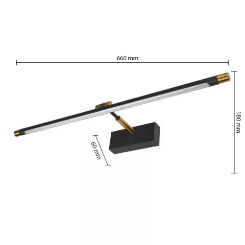 LED fali lámpa tükör fölé 14W 1680lm 4000K 160° fekete-arany 66cm Gemino Masterled