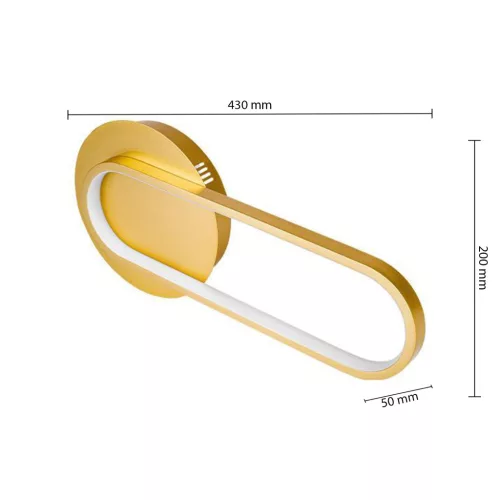 LED Fali Lámpa Dekoratív Fali Lámpa 13W 1100lm 4000K 120° Arany 43cm Goldimo Masterled