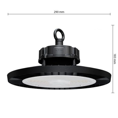 LED ipari magasbalátó lámpa 200W 30000lm 5000 Hideg 90°-os fényerőszabályozható fekete IP65 Masterled