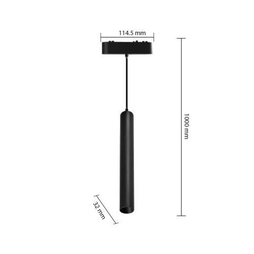 LED Függesztett Lámpa Mágneses Sínre 7W 700lm 4000K Semleges CRI90 36° 48V Fekete Luxo Masterled