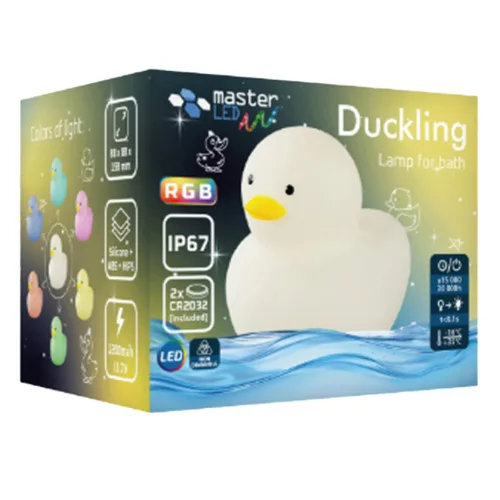 LED Éjjelifényes Asztali Lámpa Gyerekeknek 0.4W 1lm RGB 360° Fehér IP67 Masterled Kacsa