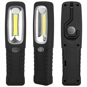   LED Munkalámpa, Műhely Akkumulátoros Zseblámpa, Garázs Mágneses Akasztó, 3W, 230lm, 6500K, Hideg Fekete, Masterled