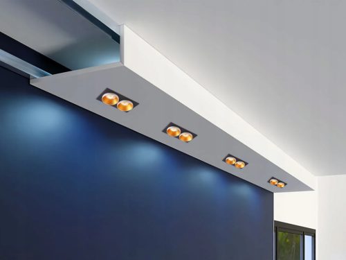 Süllyesztett halogén spotlámpa 2x GU10 Téglalap alakú fekete fehér matt arany Masterled