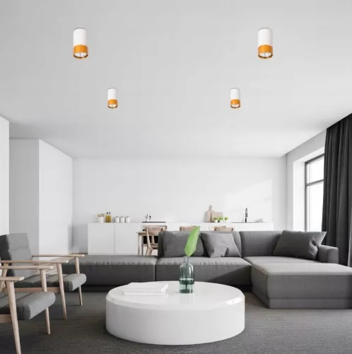 Felületre szerelhető halogéncsöves spotlámpa GU10, kerek, fehérarany, Klemens Masterled