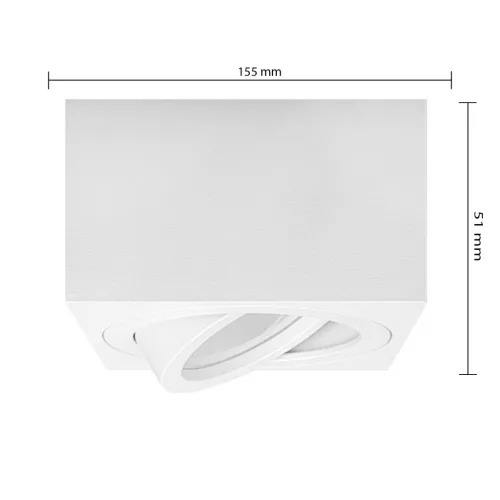 Felületre szerelhető halogéncsöves spotlámpa GU10, négyzet alakú, mozgatható fehér, Masterled