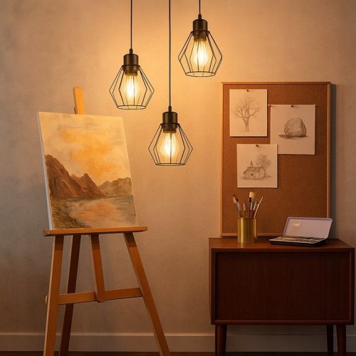 Mennyezeti Lámpa Függőlámpa 3x E27 Otto Fekete Masterled