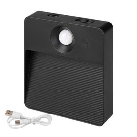   LED újratölthető lámpa 0.6W 85lm 3000/4000/6500K CCT 90° mozgásérzékelővel, szabályozható fényerővel, fekete, Poly Masterled