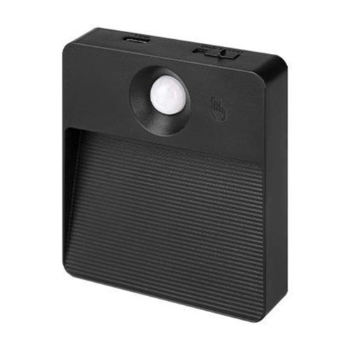 LED újratölthető lámpa 0.6W 85lm 3000/4000/6500K CCT 90° mozgásérzékelővel, szabályozható fényerővel, fekete, Poly Masterled