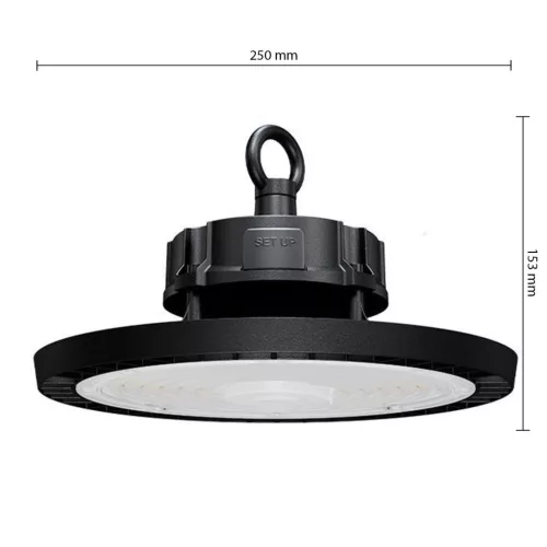 LED ipari magasbay lámpa 150W 22500lm 4000K semleges 90° szabályozható fekete IP65 Masterled