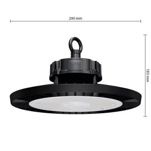 LED ipari magasbalátó lámpa 200W 30000lm 4000K Semleges 90° Szabályozható fekete IP65 Masterled
