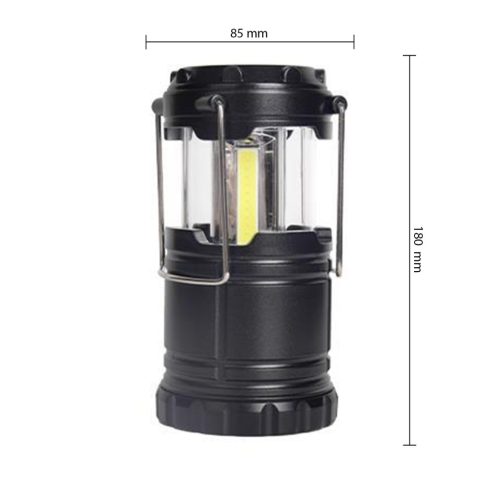 LED kemping lámpa, hordozható lámpa, 3W, 240lm, 6000K, hideg fehér, mozgásérzékelővel, elemes, 3x AA, fekete, Masterled