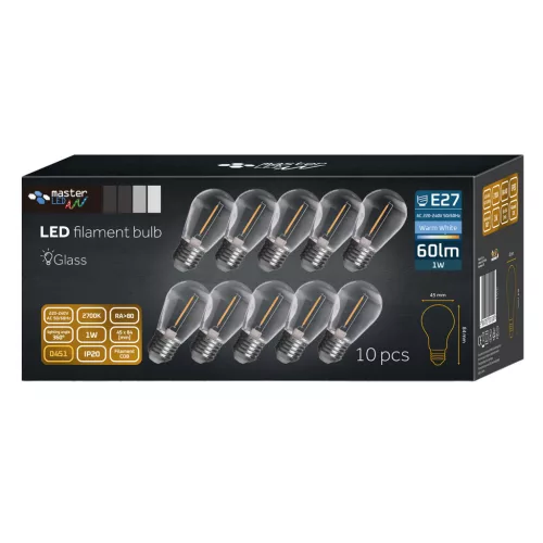 LED izzó E27 ST14 Edison 1W 60lm 2700K Meleg 360° Izzószálas Masterled