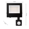 LED Reflektor Halogén Spotlámpa 30W 2700lm 4500K Semleges Mozgásérzékelővel 120° IP65 Fekete Mola Masterled