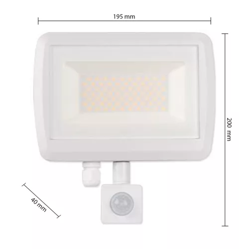 LED Reflektor Halogén Spotlámpa 50W 5000lm 4500K Semleges Mozgásérzékelővel 120° IP65 Fehér Linga Masterled